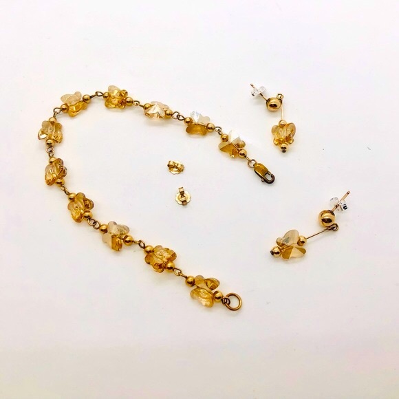Vintage Butterfly Crystal Bracelet & Earrings 🦋 - Picture 9 of 13